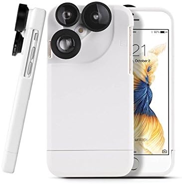 Aipinvip 4 in 1 Camera Lens Kit (Rotation Change Lens) Fish Eye Lens / Telephoto lens / Macro Lens / 0.67 x Super Wide Angle Lens Cell Phone Back Case Camera Lens Suit (white(iphone 7-4.7))