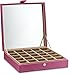 Glenor Co Earring Holder - Classic 25 Section Jewelry Box/Case/Organizer for Earrings, Rings, Necklaces, Jewelry, Cufflinks or Collections. 25 Small Compartments with Elegant Large Mirror - Pink