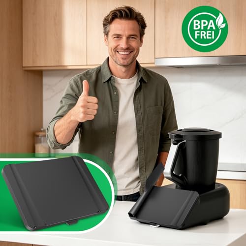 Protector de pantalla para Thermomix TM7 con soporte para espátula, accesorio para Thermomix TM7, funda rígida, placa protectora resistente a los arañazos, resistente al agua y al polvo, color negro