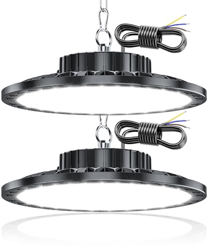 TASINUO LED Interior Ceiling Spotlights 100 W 10000 LM UFO LED Ceiling Light, 2 Pieces | 6500K Cool White LED Ceiling Lamp, IP65 Waterproof Outdoor Industrial LED Lights for Garage, Warehouse, Office, Stadium