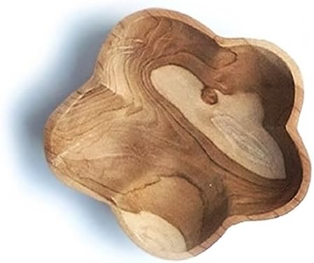 Indonesia Natural Teak Wood Star Shaped Dinner Plate Tableware Handmade Kitchenware