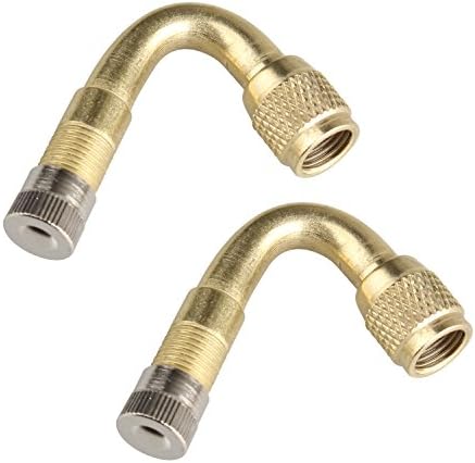 Futheda 2pcs 45 Degree Angle Valve Extenders Tire Stem Extension Wheel Adapter for Car Motorcycle Bike Truck (Golden)