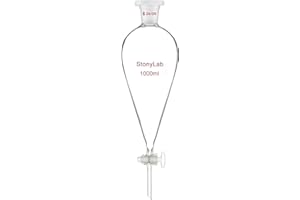 Stonylab Separatory Funnel with Glass Stopcock Valve, 1000 ml, Borosilicate Glass, Clear