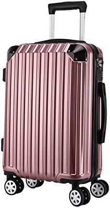 YYLE Large Capacity 26 inch Light and Durable to Keep Checked Baggage Suitcase Trolley case 4 Round Built-in 3-Position Combination Lock，Suitcase-Rosegold