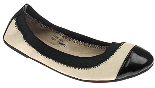 Capelli New York Faux Leather with Patent Leather Toe Ladies Flats