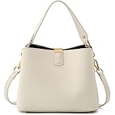 Leather Bucket Bag for Women, Soft Crossbody Top-handle Purse with 2 Style Adjustable Straps, Spacious Daily Handbag for Work