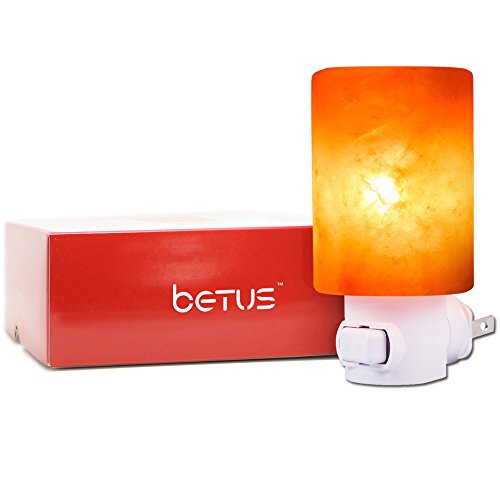 Betus Natural Crystal Himalayan Salt Wall Lamp - Air Purifying Night Light - 360 Rotatable Plug 7W Bulb - Cylindrical