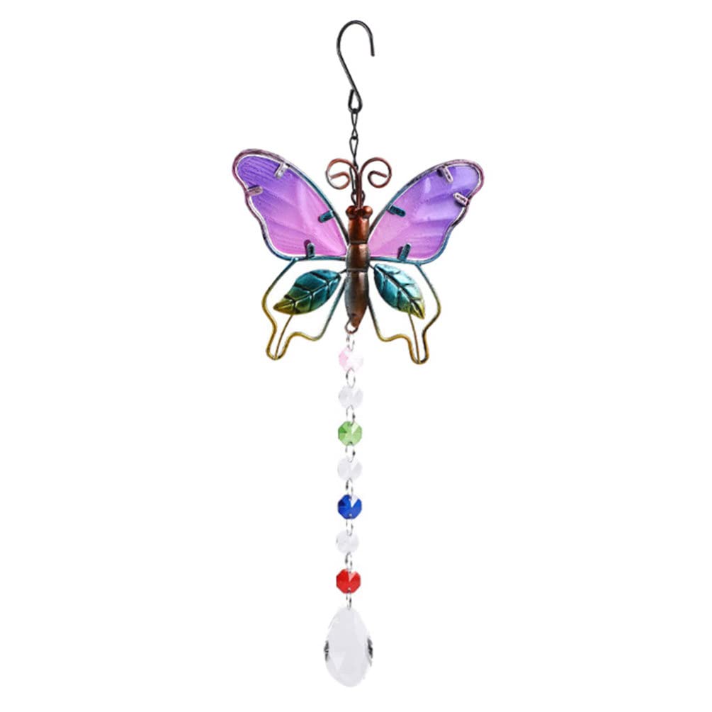 YARNOW Crystal Pendant Sun Catchers Crystals Garden Scene Decor Butterflies Shape Hanging Decoration for Ornament Garden Supplies for Outdoor Hanging