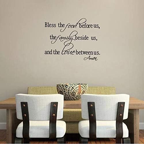 Christian Wall Stickers - Bless The Food Family Love Quotes Wall Decals Religious Art Decor 60X32CM