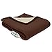 Perfect Fit Serta | Sherpa Reversible Electric Heated Microfleece Throw with 4-Setting Controller (Chocolate)