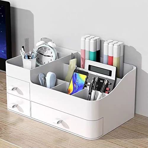 Queta Makeup Organizer Large Makeup Organizer with 3 Drawers, Makeup Box Suitable for Jewelry, Brushes, Lipstick and Creams with 8 Compartments Capacity
