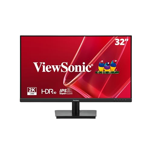 ViewSonic VS3225-2K 32 Inch 1440p Monitor, IPS Display for Productive Home and Office Spaces, Eye Care Technology, Variable Refresh Rate, HDMI, and DisplayPort Inputs