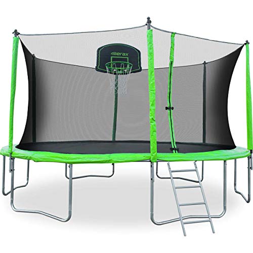 Merax SW000011FAA 12' Round Trampoline with Safety Enclosure, Basketball Hoop & Ladder