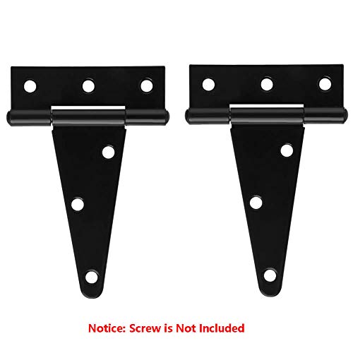 4 Inch Heavy Duty T Strap Shed Door Hinges 6 PCS Black Barn Door Gates Tee Hinge Wrought Hardware Iron Rustproof - Image 3