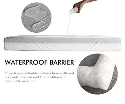 LOAOL 4" Durable WATERPROOF Memory Foam Pet Bed Mattress Orthopedic Dog Sofa Couch with Changeable Cover (L, Woven Gray) - Thumbnail 2