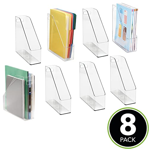 mDesign Plastic Slim Vertical File Folder Storage Organizer Bin with
