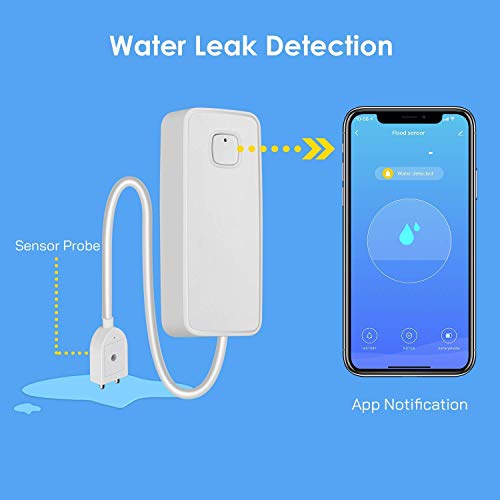 WiFi Water Leak Detector, Water Sensor Alarm, NO Hub Required, Smart