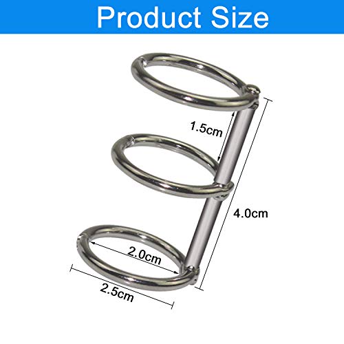WeiMeet 12 Pieces Metal Loose Leaf Binders 3 Ring Nickel Plated Book Rings Key Chain Rings for Notebook Documents Keys Photo Album(Silver)