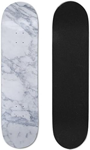 Aeivans White Gray Marble Grain Tiled Pattern Classic Longboard Skateboard