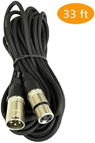 SG Studio XLR Cable 3 Pin Steoro Audio Cable Male to Female Professional Microphone Cable Stereo Core 33 ft / 10m for 48V Phantom Power Supply, Shure Devices