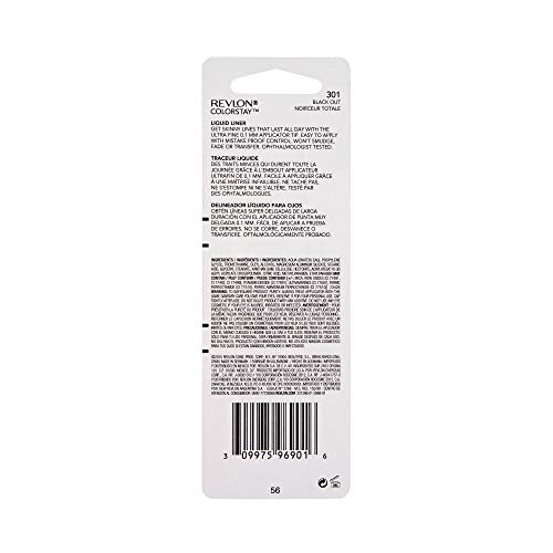 REVLON Skinny Liquid Eyeliner, ColorStay Eye Makeup, Waterproof, Smudge-proof, Longwearing with Ultra-Fine Tip, Black Out, 0.08 oz
