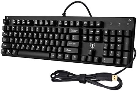 TOMOKO Mechanical Gaming Keyboard 104-Key with Waterproof Blue Switch, Anti-ghosting Keys, Fit for Office, Typists, Gamers - Black