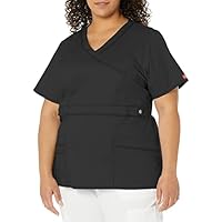Dickies Women's Mock Wrap Top, Dark Pewter, XX-Small