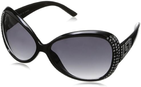 MLC Eyewear Women's Metallic Oval Shades Sunglasses,Black,60 mm
