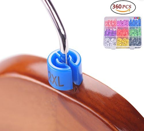 360 Pcs Coat Hanger Plastic Size Color-Coding Time-Saver Size Marker– Customer and Staff Can Quickly Identify Garment Size In Store – 9 Size Set (XXS-4XL) ,Avoid Pop Off (Multicolor)