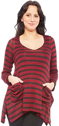 NOM Harlow Asymmetrical Maternity Tunic - Brick/Black - Small