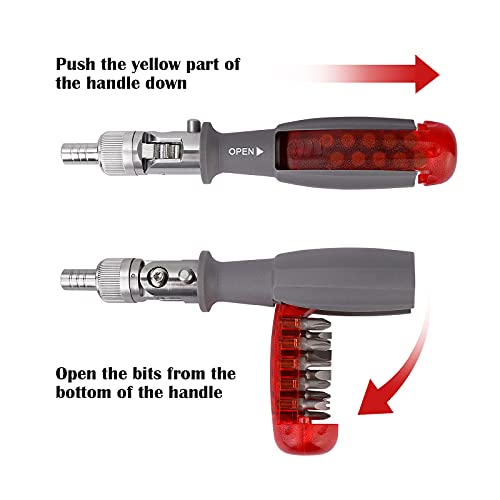 Schraubendreher Set,Ratschenschraubendreher,11 in 1 Ratschen-Multitool-Schraubendreher,Magnetisches Ratschenschraubendreher Bit Schraubendreher Bithalter für Haushaltsgeräte,Elektronik,Industrie-Kit