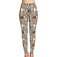 NBteach Australian Shepherd Dog Coffee Gray Leggings Pants Tights Workout Running Women Long Yoga