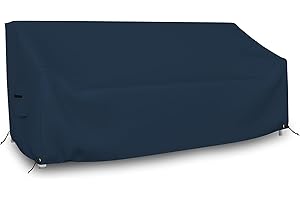Covers & All Outdoor Loveseat Sofa Cover, 12 Oz Waterproof UV & Weather Resistant Patio Furniture Bench Cover Outdoor Use with Air Vent & Drawstrings (104" W x 31" H x 33" D x 15" FH, Blue)