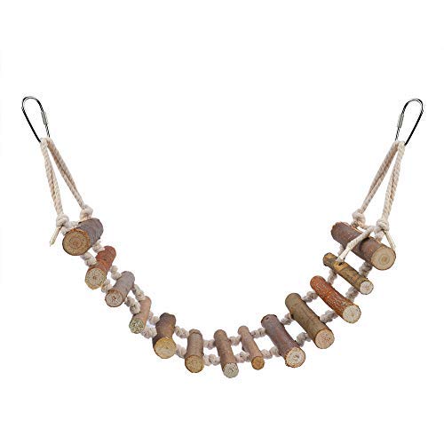 Sheens Natural Bird Rope Ladder Hanging Bridge Perches Swing Pet Cage Hammock Swing Cage Accessories Decorative,Brown