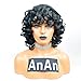 Yviann Fluffy Wavy Black Synthetic Hair Wig Short Curly Wigs Natural Looking Halloween Costume Wigs for Black Women