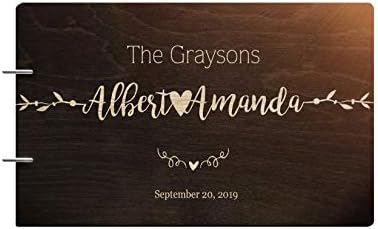 Just CustomizedPersonalized Handmade Mr Mrs Wedding Guest Book for Bride and Groom Wood Alternative Custom Engraved Newlywed Marriage Album