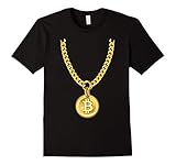 Mens Bitcoin Cryptocurrency Funny Necklace T-Shirt XL Black