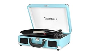 Victrola Vintage 3-Speed Bluetooth Suitcase Turntable with Speakers, Turquoise
