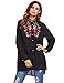 Romwe Tunic Top Floral Embroidered Long Sleeve Button Down Loose Blouse
