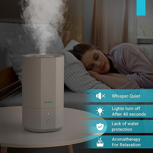 Livatro Humidifiers for Bedroom, 4L Top Fill Essential Oil Diffuser for Home Large Room, Cool