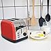 LATITOP Red 2-Slice Toaster Brushed Stainless Steel with Extra Wide Slot for Bagels, Small &Large Bread Slices, Removable Crumb Tray, Led Indicator, Auto Shut-off, 7 Shade Setting, High Lift Lever … (Red with Bagel Setting)