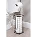 mDesign Steel Metal Free Standing Toilet Paper Holder with Storage for Bathroom, Floor Stand Holder 3 Toilet Tissue Roll Dispenser for Master or Guest Bath, Powder Room, Omni Collection, Bronze