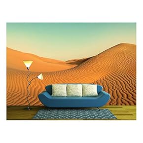Beatiful Evening Landscape in Desert - Vintage Retro Style - Removable Wall Mural | Self-Adhesive Large Wallpaper - 66x96 inches