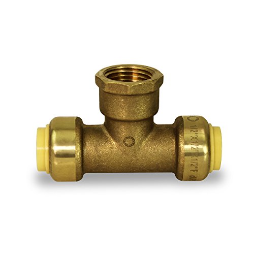 Pushlock UPCTF34 Tee x Female Pipe Fittings Push to Connect Pex Copper, CPVC, 3/4 Inch, Brass, 3/4" - Thumbnail 3