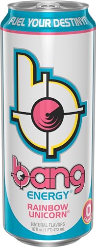 BANG ENERGY RAINBOW UNICORN, SUGAR-FREE ENERGY DRINK, 16 FL OZ (PACK OF 12) – PACKAGING MAY VARY