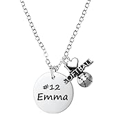 Personalized Engraved Softball Necklace with Name & Number, Custom Softball Gift, Softball Pendent Jewelry, Softball Players & Team Gifts
