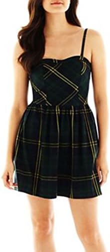 Arizona Juniors Girls Cotton Fashion Dress Size Large Navy Green Plaid Tartan