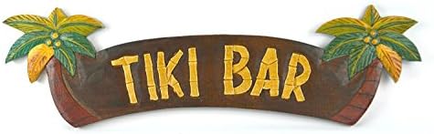 Hand Carved Tiki Bar Sign With Palm Trees 3D Finish - OMA BRAND