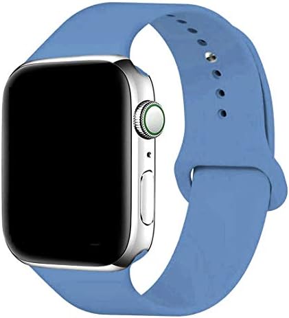 iMOMO Sport Band Compatible with iWatch, Soft Silicone Sport Band [3 Pieces for 2 Lengths] Large/Small Wrist Strap Replacement for iWatch 1 2 3 4 All Models 38mm /40mm - Denim Blue
