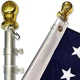 USA Flag Co. Flag Pole Free-Spin Anti-Wrap Residential or Commercial 6ft Outdoor Flagpole (Silver)
